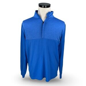 FootJoy FJ Golf Pullover Mens Medium Blue 1/4 Zip Performance Athletic Shirt